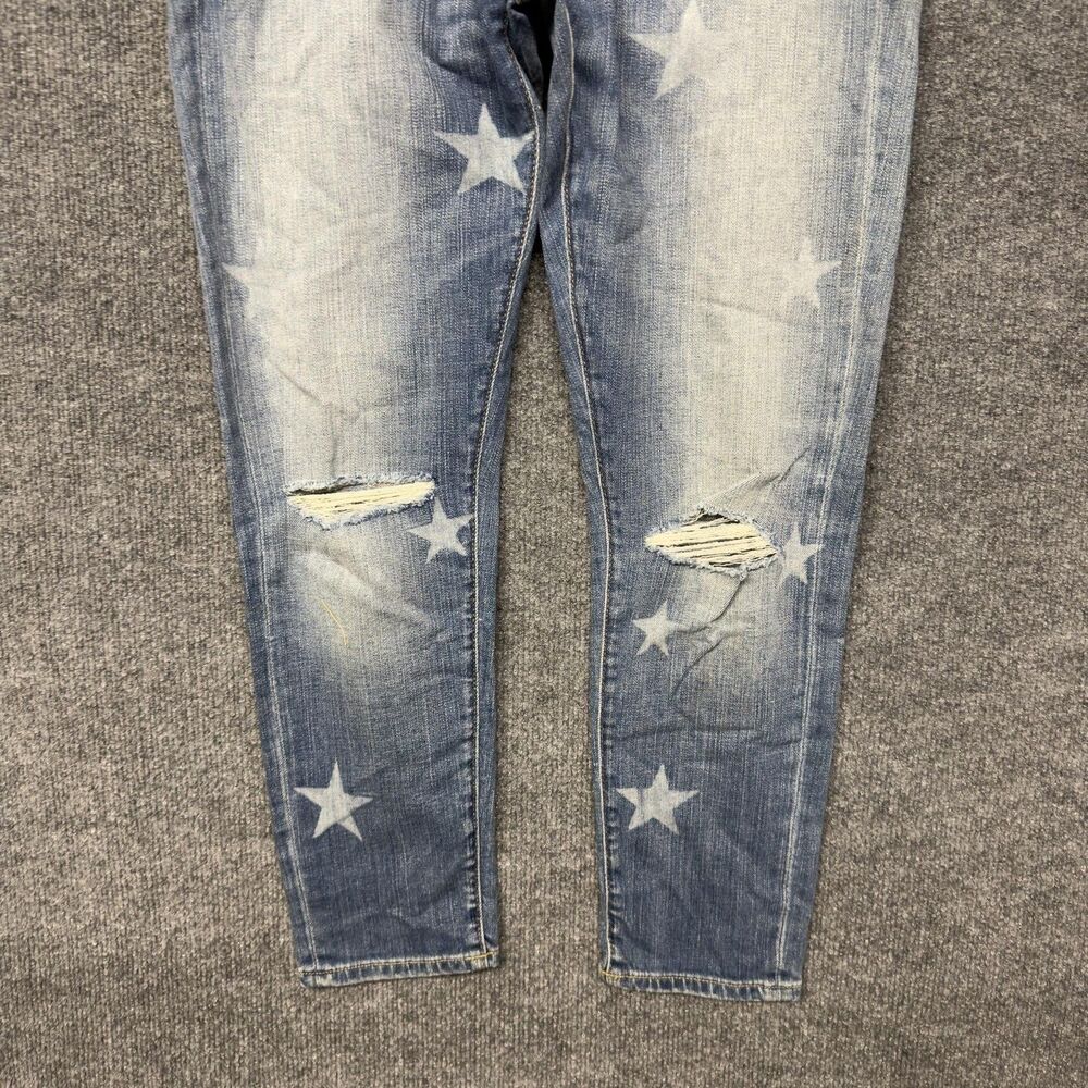 Denim & Supply Ralph Lauren Crop Skinny Jeans Women 30(32) Blue Star Distressed - Picture 12 of 15
